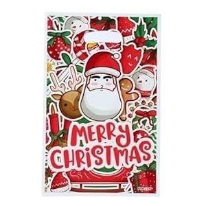 10 Stuks 25 Cm Trekkoord Vrolijk Kerstfeest Kerstman Gift Bag Goederen Koekjes Snoep Kous Zak for Christmas Party Verpakking levert (Color : Green, Size : 16.5x25cm)