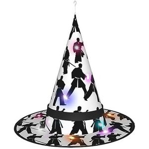OdDdot Silhouetten van Martial Arts Witch Hat - LED gekleurd licht, geschikt voor Halloween, Kerstmis, rollenspel en meer