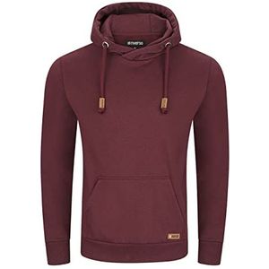 Riverso RIV Julian pullover met capuchon voor heren, trui met capuchon, kangoeroezak, cross-over-kraag, regular, katoen, grijs, groen, rood, blauw, beige, zwart, S, M, L, XL, XXL, XXXL, XXXXL, XXXXXL, Port Red Melange (15400), L
