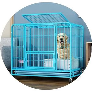 Waterdichte metalen hondenkooi hondenkrat multifunctionele huisdierenkooi binnen teddy kooi huisdierkooi huisdierhuis top dakraam ontwerp geschikt voor middelgrote en grote honden (kleur: blauw, maat: