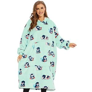 THREE POODLE Oversized Deken Hoodie, Sherpa Fleece Hooded Deken, Ultra Zacht Warm Draagbaar Deken Sweatshirt voor Vrouwen Mannen Volwassenen, Cadeau voor Dames