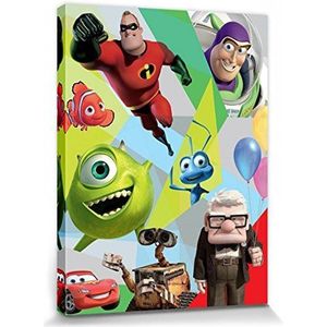 1art1 Disney Pixar Poster Kunstdruk Op Canvas Nemo, Lightning McQueen, Buzz Lightyear, Pixar All Stars Muurschildering Print XXL Op Brancard | Afbeelding Affiche 80x60 cm