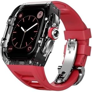 OFWAX Transparante horlogekast rubberen band, voor Apple Watch Ultra 8 7 6 5 4 SE-serie, Crystal Watch Case Strap Clasp Mod Kit, voor Iwatch 44 mm 45 mm serie horloge vervanging, 45MM, Agaat