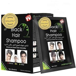 MQUPIN Instant Black Natuurlijke Ingrediënten Haarverf Shampoo, semi-permanente zwarte haarverf, gemakkelijk te gebruiken, langdurige, natuurlijke ingrediënten (10 stuks, zwart)