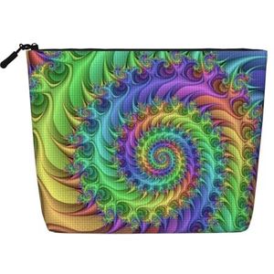 FZGGWYHL Tie Dye Gedrukte Fake Hennep Make-up Bag Dagelijkse Opbergtas, Zwart, Eén maat, Tas Organizer