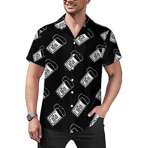 Keep Calm And Drink Beer Casual button-down shirts voor heren korte mouw Cubaanse kraag T-shirts tops Hawaiiaans T-shirt XL