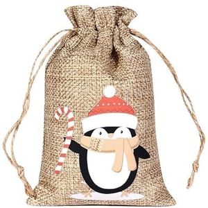 Jute zakken, jute tassen kerst linnen jute trekkoord tas kerstman sneeuwpop eland geschenkzakjes sieraden snoep opslag verpakkingszakken (kleur: H, maat: andere)