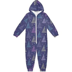 LI ZHI XIN Kinderpyjama uit één stuk met capuchon voor jongens en meisjes, jumpsuits voor kinderen, onesie, slaappak, alles-in-één pyjama, winter, warme huisjumpsuit, 5-14 jaar, kleurrijk