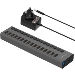 SABRENT 16-POORts USB 3.0 DATA HUB en Lader met individuele schakelaars [90 Watt] (HB-PU16)