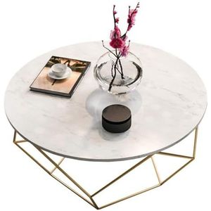 JLVAWIN Salontafel Kleine Ronde Salontafel/Bijzettafel/Sofa Tafel voor Woonkamer Scandinavisch Modern, Wit Marmeren Dienblad en Zwart Metalen Poten (50CM ~ 80CM) Nachtkastjes (Maat: 60x60x45cm)