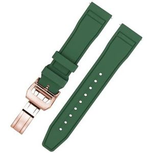 INEOUT Quick Release Fluororubber Horlogeband 20mm 21mm 22mm Duiken Waterdichte FPM/FKM Horlogebanden Compatibel Met IWC Horlogeband (Color : Green RoseGold, Size : 20mm)