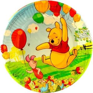 Disney 8 papieren borden Winnie de Poeh, 20 cm, voor verjaardagsfeest