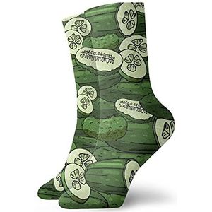 Mens Womens Korte Sok 30 cm Groene Komkommer Plakjes Katoen Klassieke Sport Sokken Voor Running Fitness Geschenken