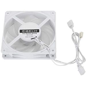 12 CM Computer Koelventilator, 12 V 2400 RPM 77 CFM PC Koelventilator 29 DBA Geluidsarm Stille Koeler CPU Radiator Desktop Computer (Wit)