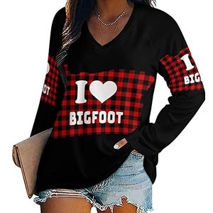 Oregon Buffalo Map Bigfoot nieuwigheid dames blouse tops V-hals tuniek t-shirt voor legging lange mouw casual trui