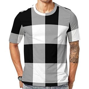 Zwart-wit Buffalo Schotse tartan geruite heren Crew T-shirts korte mouw T-shirt casual atletische zomer tops