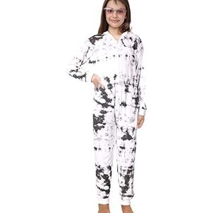 A2Z 4 Kids Katoen Onesie For Kinderen Onesie Pyjama Lounge - Cotton Onesie 250 Tie Dye Black 9-10