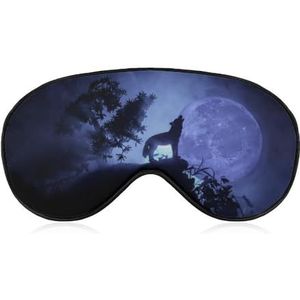 Silhouet Huilende Wolf Halloween slaapmasker met verstelbare riem, comfortabel zacht oogmasker, slaaphulp, lichtblokkerende oogmaskers