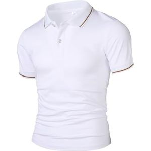 Heren Poloshirt Zomer Ijszijde Korte Mouwen Golfshirts Mesh Ademend Elastisch Snel Drogend Sport T-shirt(White,XXL)