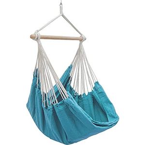 AMANKA XXL hangstoel 185x130cm hangstoel 2 personen hangzitting tot 150 kg katoen hangmat incl. 360° draaibare hangschommel blauw