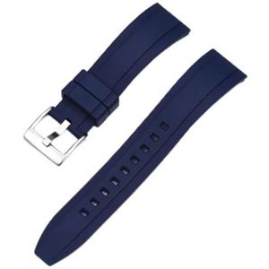 Jeniko Quick Release Fluororubber Horlogeband 20mm 22mm 24mm Waterdicht Stofdicht FKM Horlogebanden For Heren Duikhorloges(Color:Blue silver,Size:20mm)