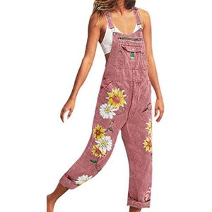 Dames denim tuinbroek - playsuit jumpsuit Dames bloemen overall broek