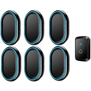 Draadloze deurbel Draadloze waterdichte deurbel, bereik van 300 m, 58 melodieën, 4 volumeniveaus, verpakking van 7, zwart/wit(Black)