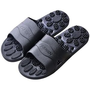 YYDPYZBD Herenpantoffels Extra Grote Maat Massage Voor Mannen En Vrouwen Antislip Zachte Bodem Badkamer Paar Slaapkamer Slippers-(zwart) -46-47 (binnenlengte 28 cm)