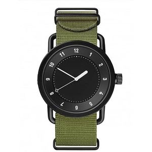 OSOLVE Herenhorloge Trendy Eenvoudige Canvas Nylon Band Horloge Europese en Amerikaanse Retro Dunne Student Quartz Horloge, Groen-Zwart