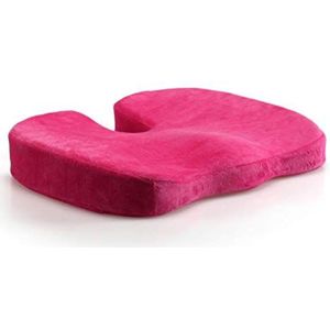 Memory Foam zitkussen, Coccyx orthopedisch zitkussen voor het verfraaien van heupen, verlichten van pijn in de onderrug, staartbeen pijn en Sciatica, geschikt voor bureaustoel, autostoel, rolstoel roosrood