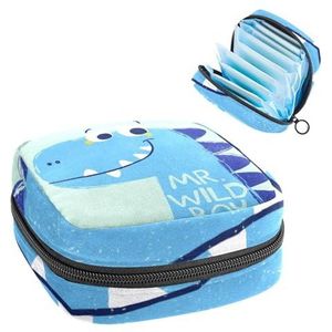 Opbergtas voor maandverband, menstruatiecup zakje tampon tas, menstruatiepads, houder organizer voor dames en meisjes, dinosaurusgroen
