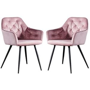 Maaltijd Stoelen Moderne keukenstoel, kunstleren eetkamerstoelen, set van 2 met metalen poten, gestoffeerde accentstoelen, fauteuils for de woonkamer, kleine bankstoelen for de slaapkamer(Pink)