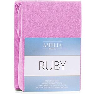 AmeliaHome Hoeslaken 120x200-140x200 cm badstof katoenen hoeslaken, fuchsia