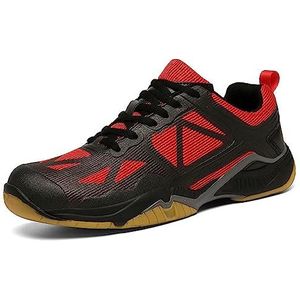 NGARY Heren Tafeltennis Schoenen Unisex Lichtgewicht Badminton Tennis Athletic Indoor Sneakers Voor Squash Volleybal Pickleball,Rood,46 EU