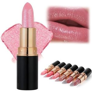 Diamond Glitter Lipstick, Langhoudende Roze Metallic Glitterlipstick, Diamond Nude Shimmer Lipgloss, Lichtgewicht Hydraterende Formule (01#)
