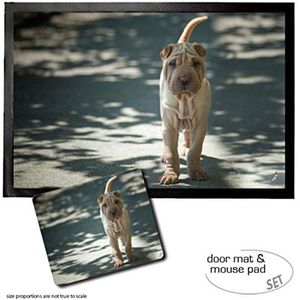 1art1 Honden, Chinese Shar Pei Deurmat (60x40 cm) + Muismat (23x19 cm) Cadeauset