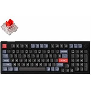 Keychron V5 QMK/VIA Mechanisch toetsenbord met knob, Hot-Swappable, 96% Layout, Custom Programmable Macro, 1000 Hz, Keychron K Pro Red Switch, verlicht RGB, PBT Keycaps voor Mac Windows