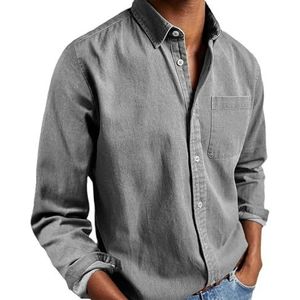 Heren Solid Oxford Shirt Lichtgewicht Casual Katoen Button Down Shirt Heren Lange Mouw Button Down Jurk Shirt Rimpelvrij Jurk Shirt met Pocket Oxford Jurk Shirts, Grijs, S