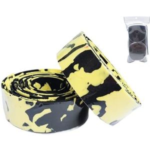 ZYKHPSYA Stuurband fietsstuurband, anti-vibratie, gebogen, voor fietsen, racefiets, racen, ademend, antislip, voor stuurgordel, stuurband racefiets (kleur: kleur gele spons)