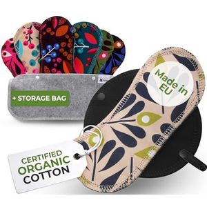 Wasbare Inlegkruisjes, 7 stuks Organisch Kaoten Herbruikbare stoffen pads met zwarte vleugels, Dameshygiëne Maandverbanden GEMAAKT IN DE EU; Dagelijks Inlegkruisjes zonder PUL, voor dagelijks gebruik en normale vaginale afscheiding,NIET voor periode