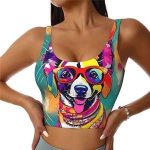 Grappige Hond Print Comfortabele Vrouwen Sport Vest Yoga Workout Vest Voor Vrouwen Lichtgewicht Zomer, Zwart, S