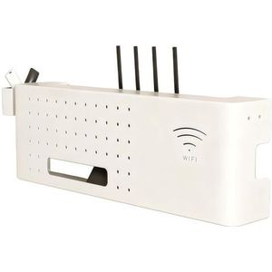 TAUIANE Wall-Mounted WiFi Storage Box, WiFi Box Hider, Metal Router Storage Box Shelf, Concealment Cabinet, Ideal Cable Management Solution for Living Room and Workspaces,Wit,60 * 20 * 10cm