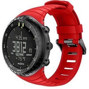 Yikamosi Compatible With Suunto Core Band,Genuine Soft TPU Watch Band Stainless Steel Clasp Replacement Strap for Suunto Core Outdoor Sports Watch(Red)