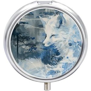 Anime Witte Vos Pillendoos Mini Pil Case Pocket Pil Case voor Mannen Reizen Pillendoos Leuke Pil Organizer 3 Compartiment Geneeskunde Pil Organizer Pil Container Pil Houder