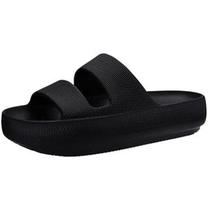UBOHUZ Zomerpantoffels voor dames, thuis, doucheschoenen, lichtgewicht, strandsandalen, zomerpantoffels voor vrouwen, voor badkamer, zwembad, Zwart, 40 EU