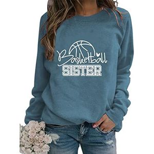Basketball Sister Sweatshirt Womens Letter Print Graphic Sister Gift Sweatshirts Casual Lightweight Pullover Tops