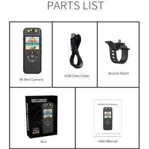 Mini-lichaamscamera, Wifi Mini Camera Ultra HD 4K Draagbare Digitale Videorecorder Lichaamscamera Nachtzicht 150 ° Groothoek DVR Miniatuurcamcorder voor wetshandhaving, levering (Size : With 256GB Ca