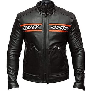 KissKlear Bill Goldberg motorjack voor heren - Harley Davidson herenjack in zwart, Zwart, 4XL