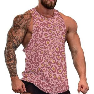 Luipaard tanktop voor heren, grafische mouwloze bodybuilding T-shirts, casual strandshirt, grappige gymspieren