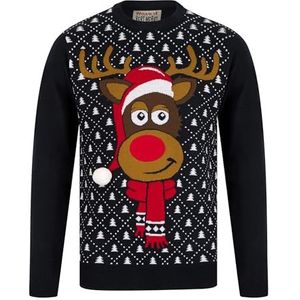 Tokyo Laundry Vrolijk kerstfeest inpakpapier print nieuwigheid kersttrui voor heren, Kerstman Hat - Inkt, L